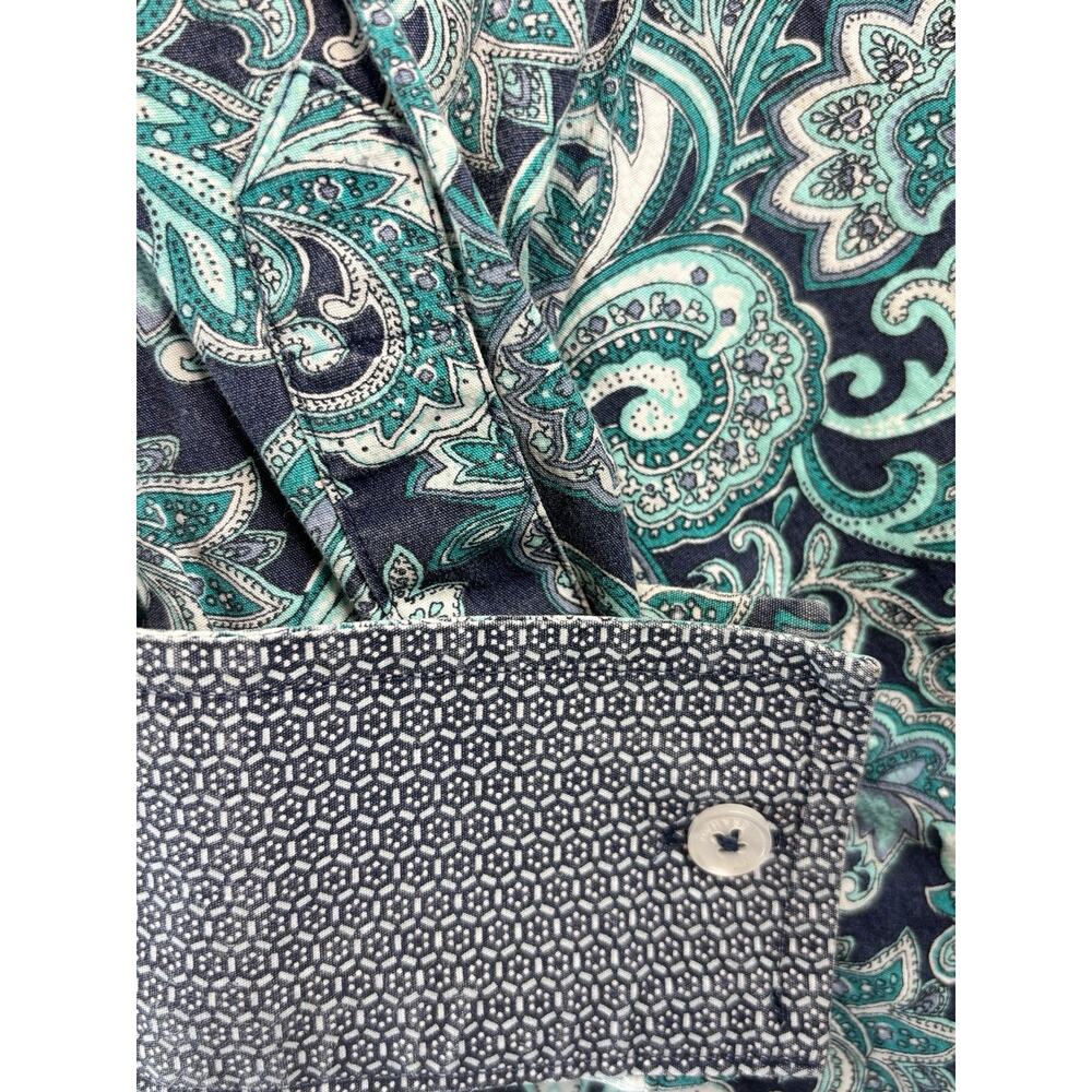Nick Graham Teal Navy Blue SequinsMens M 15.5 34-35 Long Sleeve Button Up Shirt - Picture 4 of 7